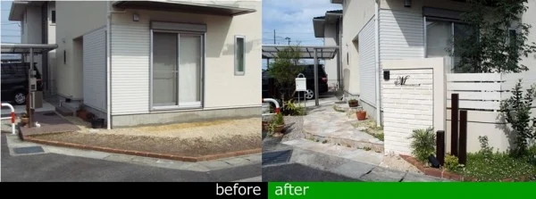 白×木調×植栽のコントラスト