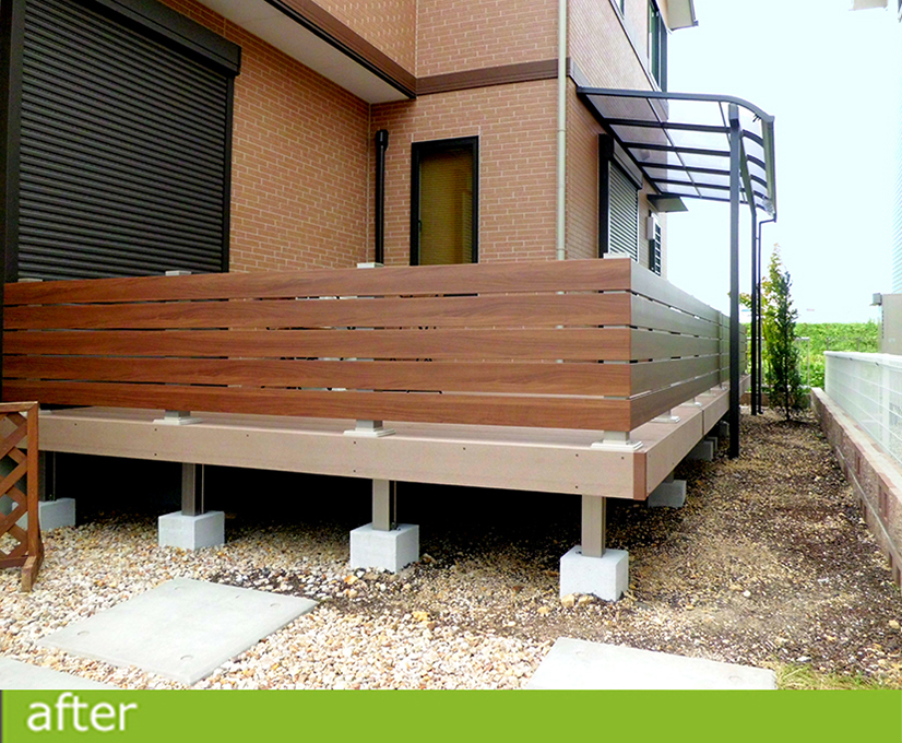 わんちゃんと過ごすウッドデッキ