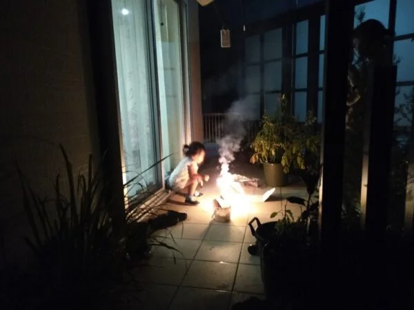 タイルテラスで花火してみた！！